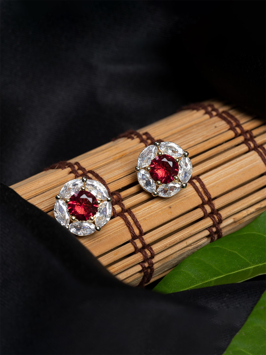 HOUSE OF ARLI Gold-Plated Circular Studs Earrings