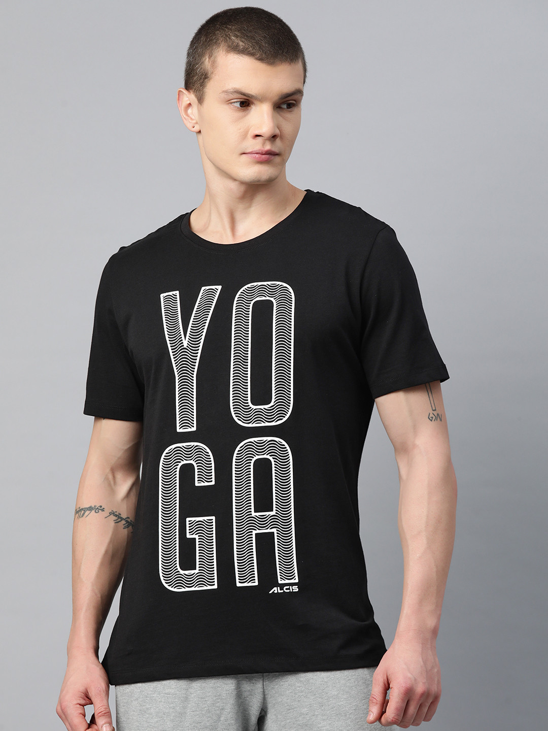 Alcis Men Typography Black Tshirts Printed T-shirt