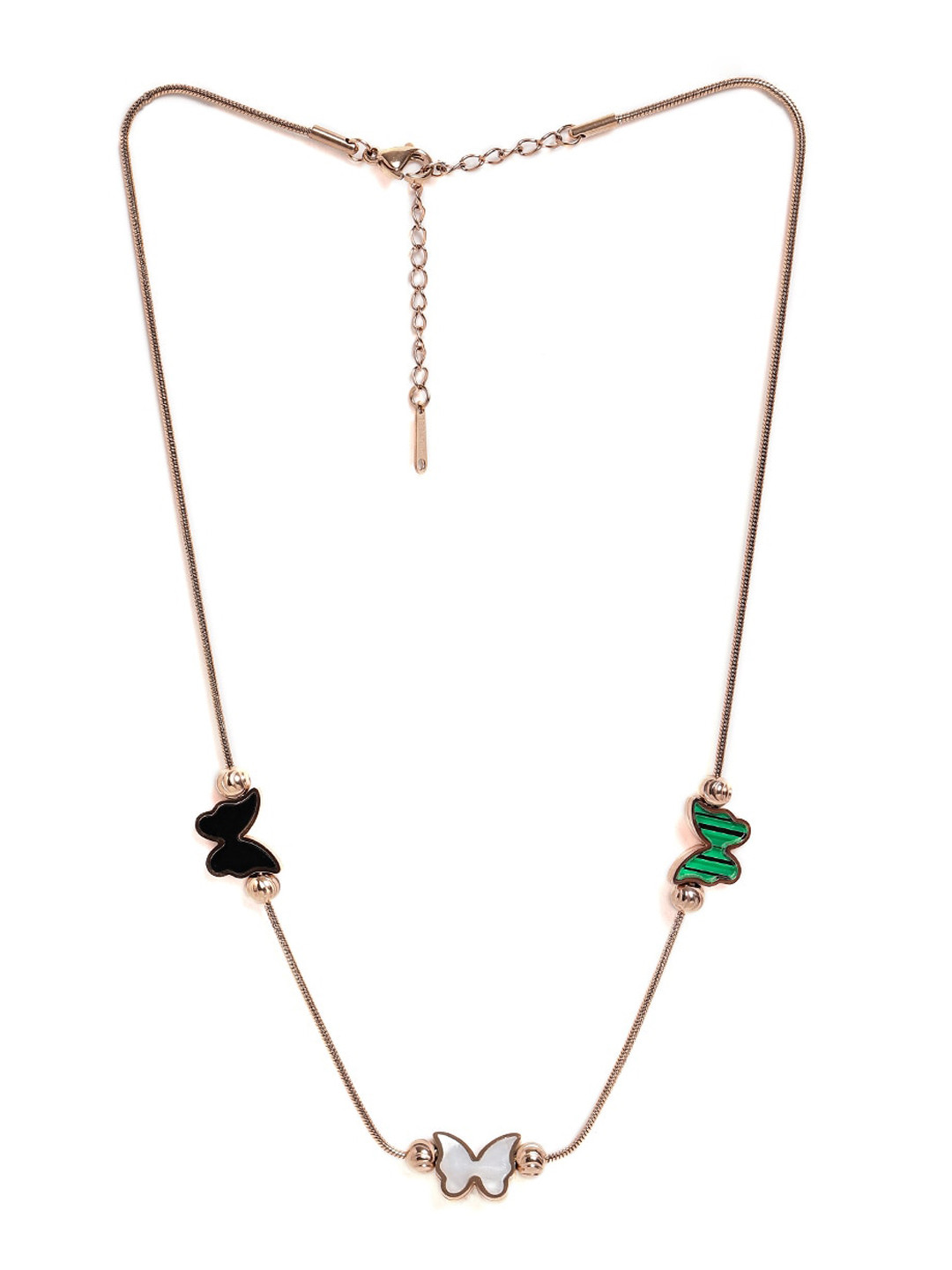 EL REGALO Gold-Plated Enamelled Butterfly Design Necklace And Bracelet Set