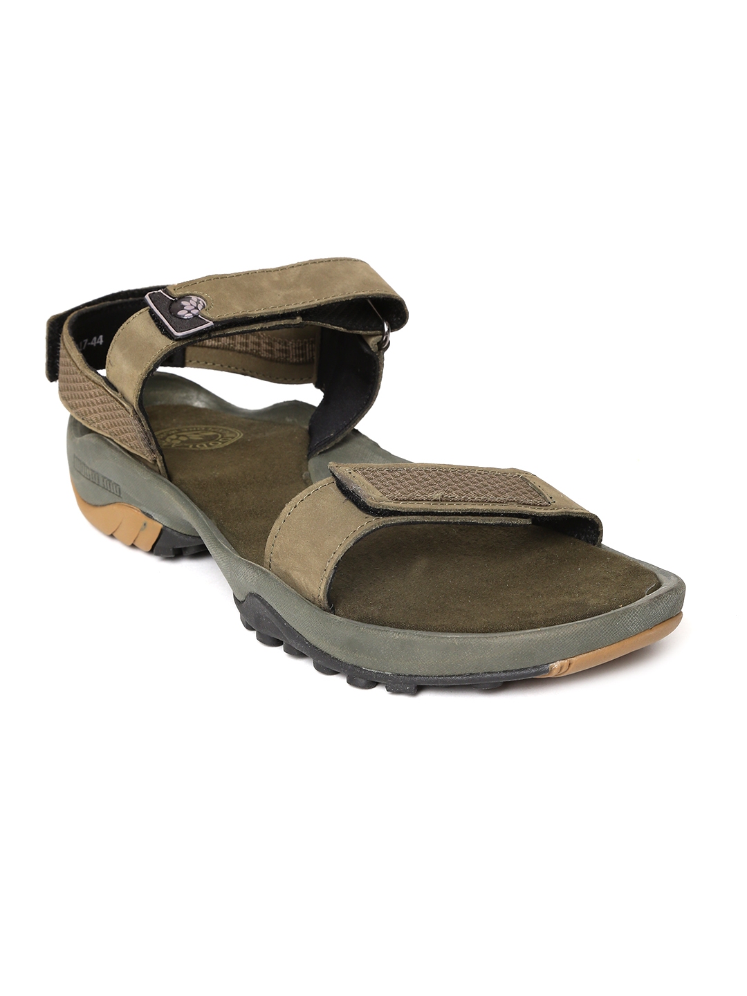 Buy Woodland Men Olive Brown Patterned Leather Sandals Sandals