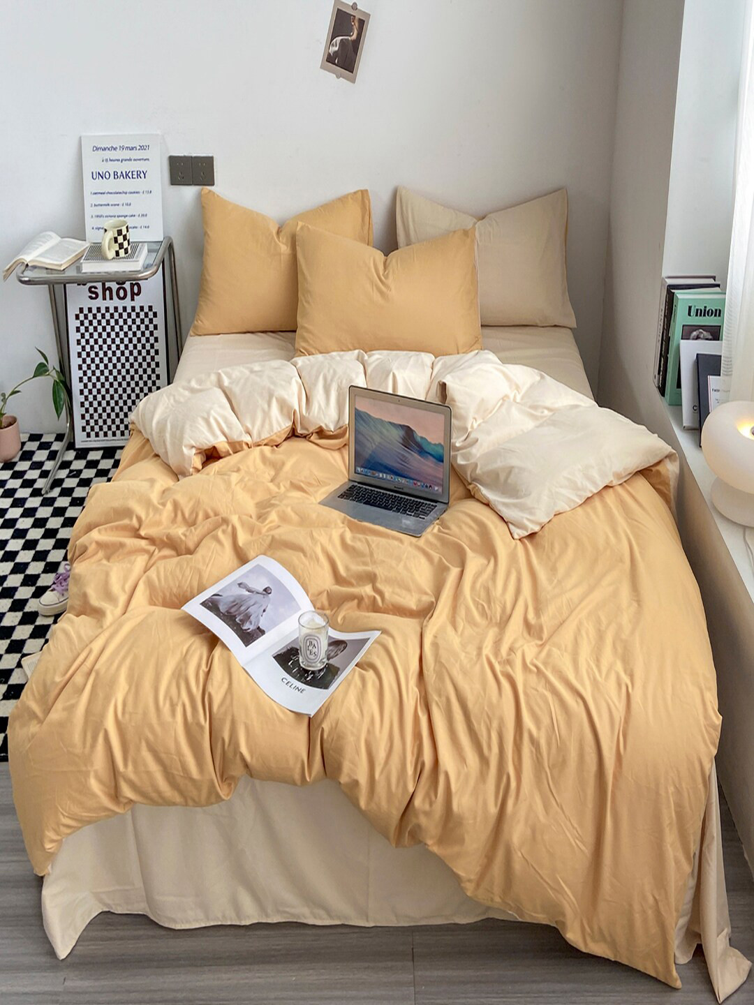 JC HOME Khaki  Beige Double Queen Bedding Set