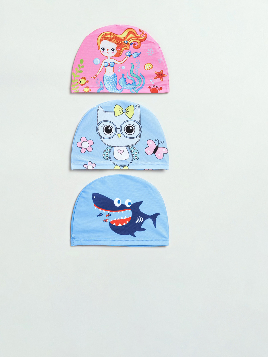 EL REGALO Kids Pack Of 3 Printed Swimming Caps