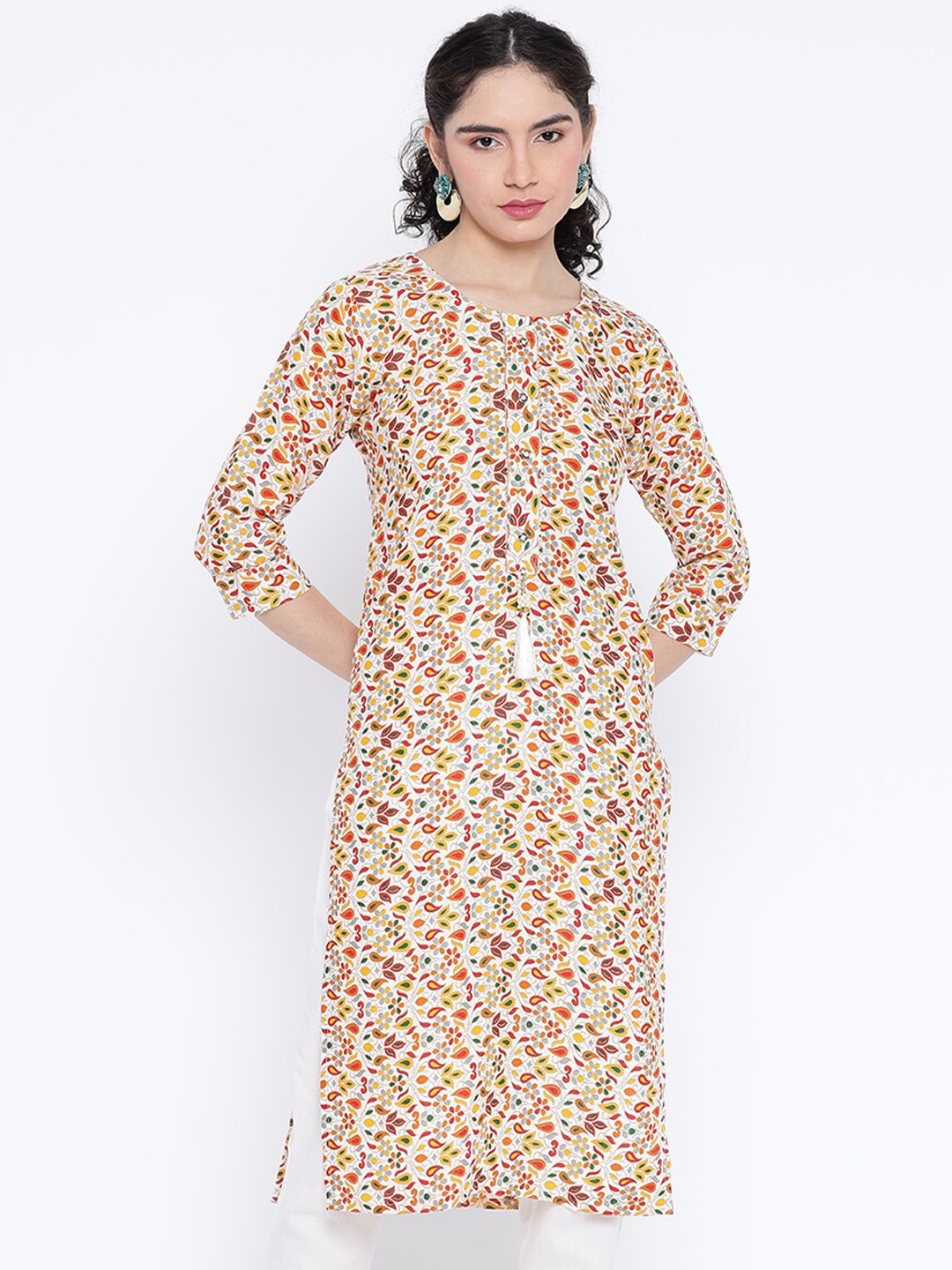 BANJARA INDIA Floral Woven Design Gotta Patti Straight Kurta