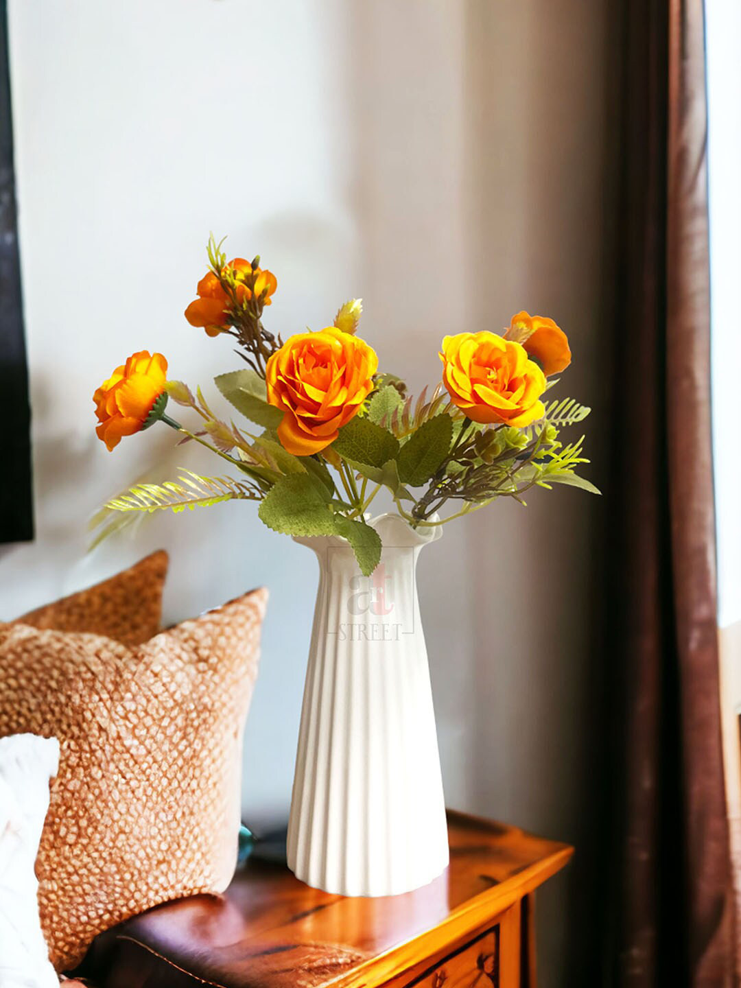 Art Street Orange Artificial Rose Rose Flowers Bunch