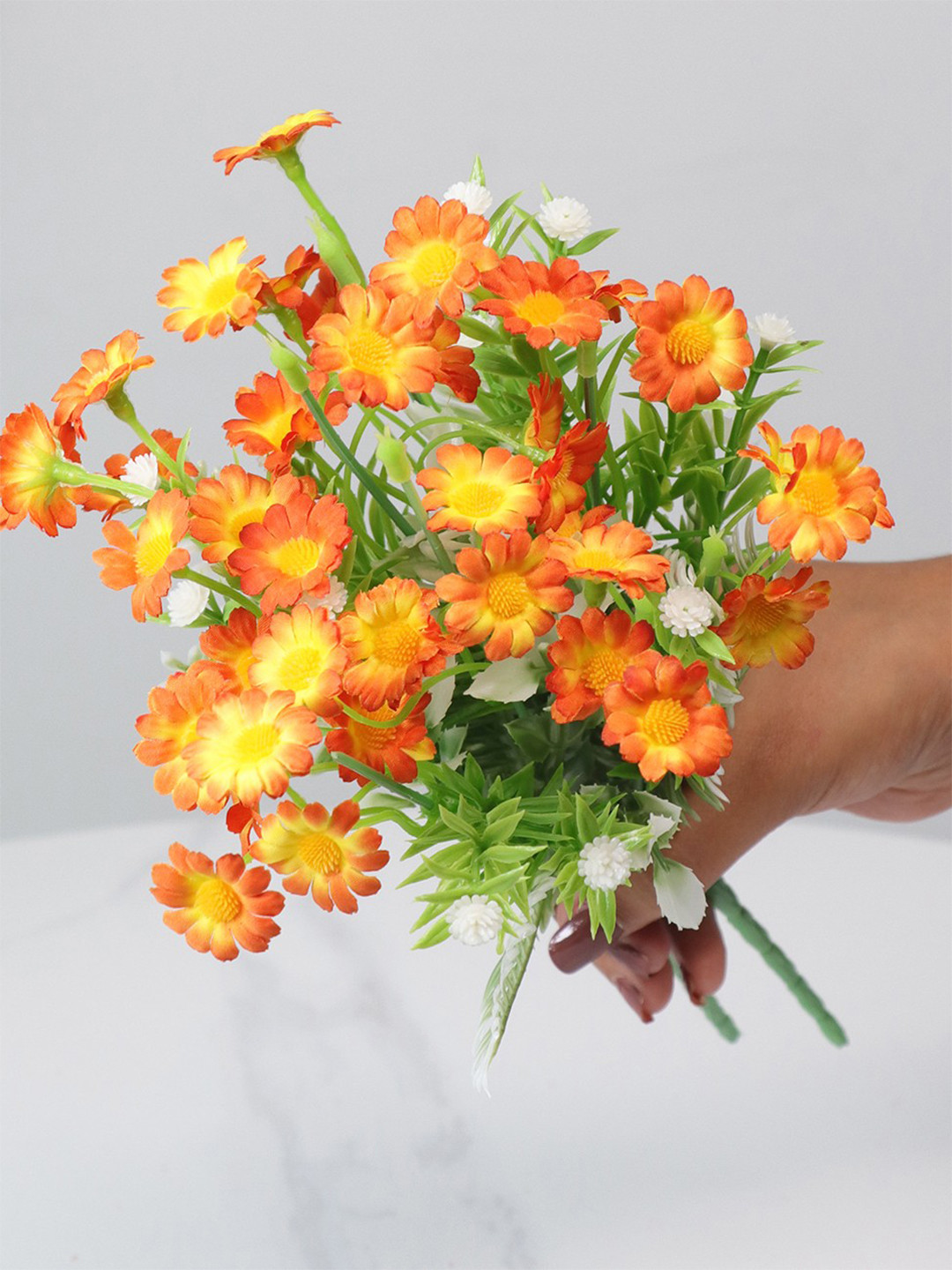 Art Street Orange Colored 2 Pieces Artificial Daisy Flowers