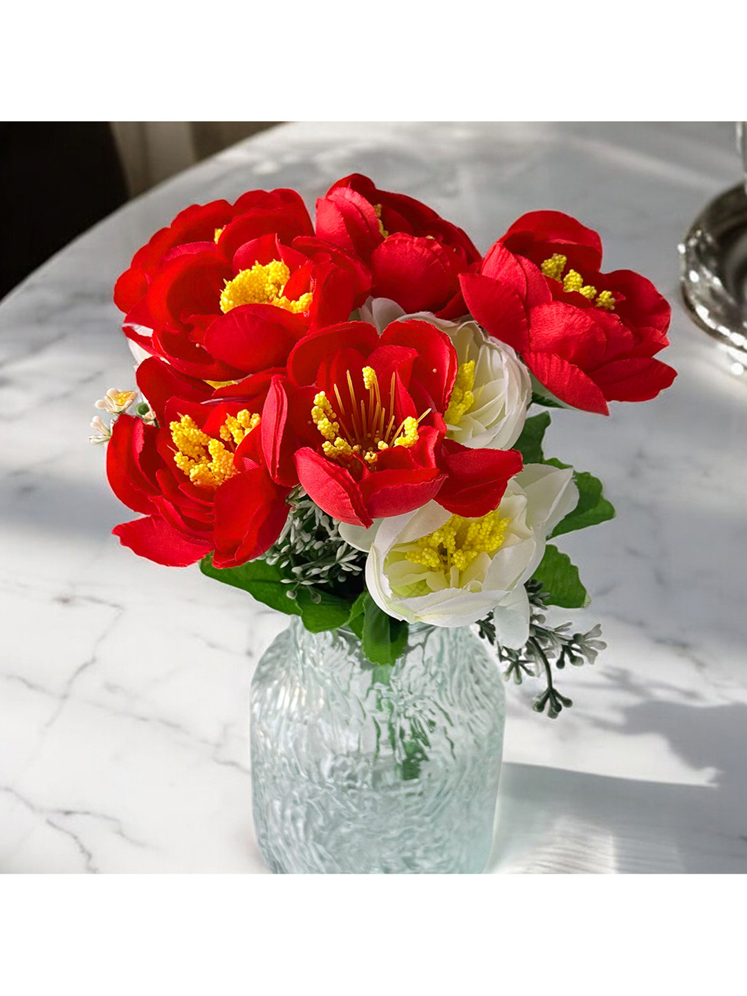 Art Street White & Red Peony Artificial Flowers