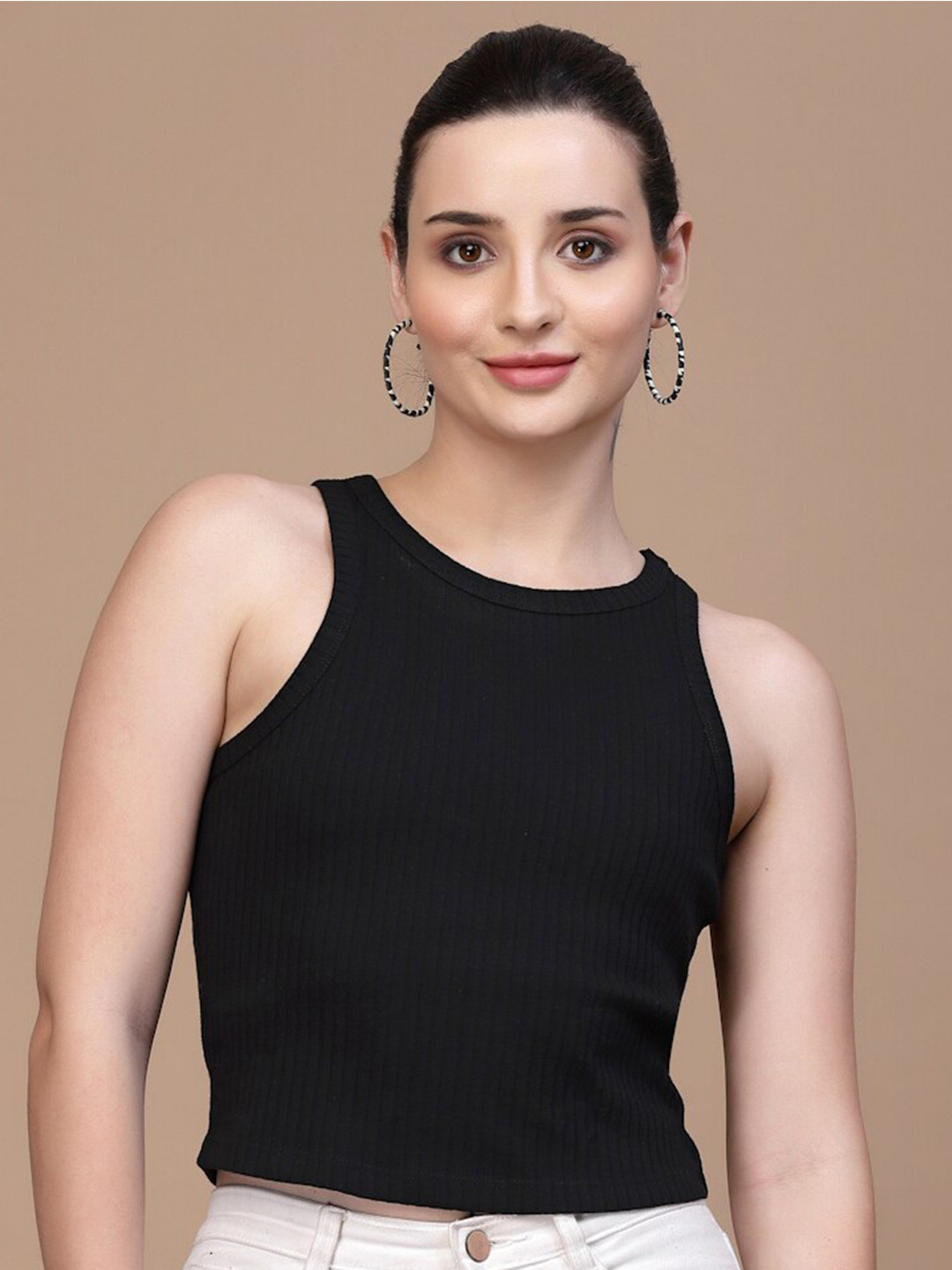 Strong And Brave Odour Free Ribbed Sleeveless Cotton Tank Top