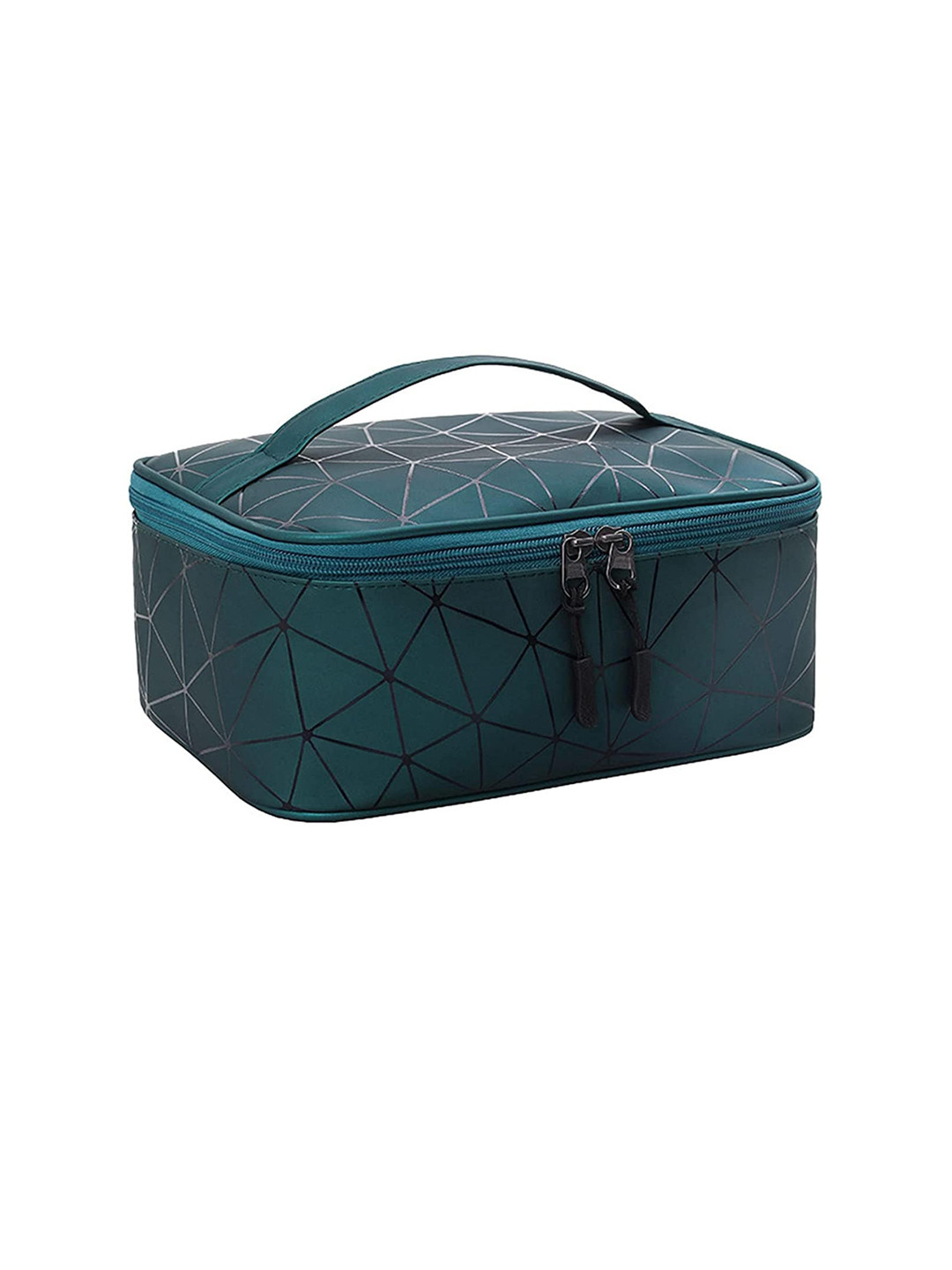 Awestuffs Green Diamond Print Travel Cosmetic Hanging Bag