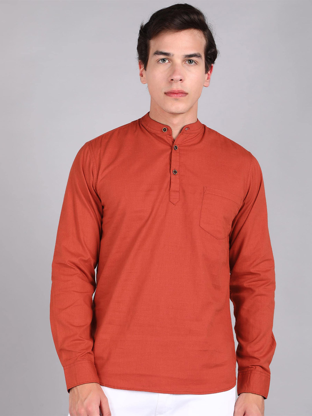 Urbano Fashion Band Collar Pure Cotton Shirt