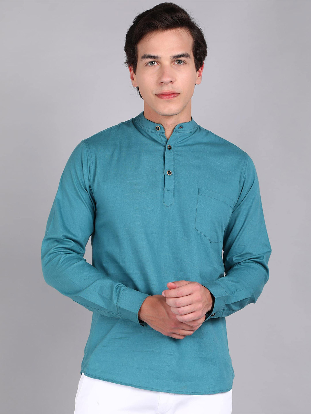 Urbano Fashion Band Collar Pure Cotton Shirt
