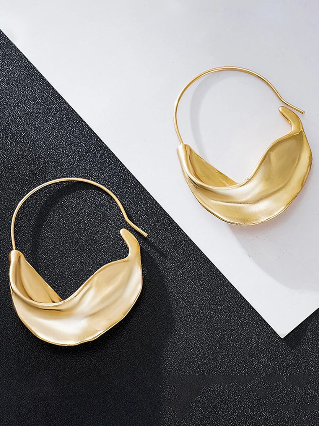 Yellow Chimes Contemporary Twisted Huggie Hoop Earrings