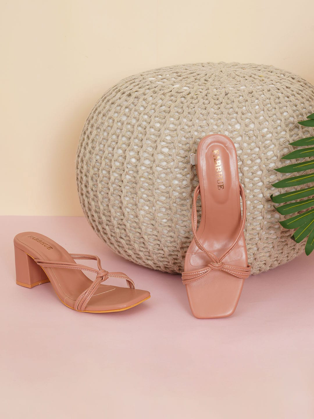 FABBHUE Knotted Strap Block Heels