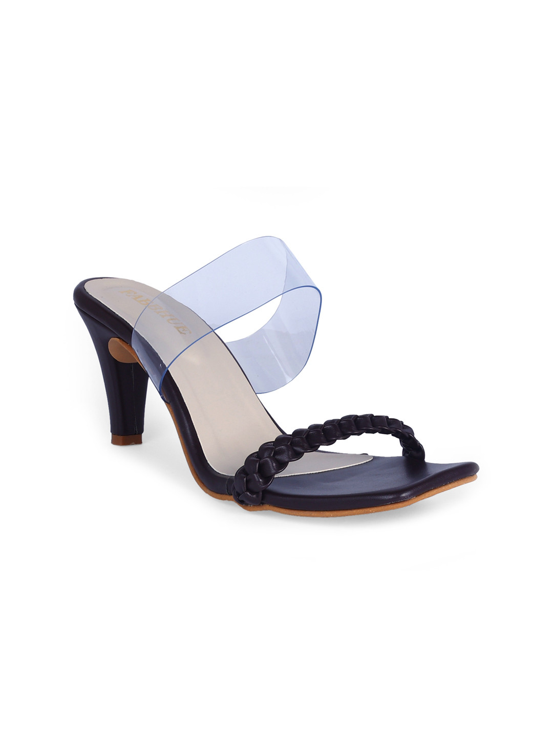 FABBHUE Braided Double Strap Slim Heels