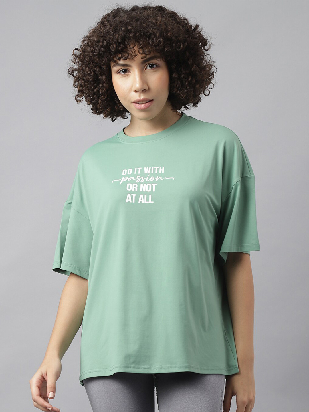 MKH Oversized Typography Printed Dri-FIT Running Sports T-shirt