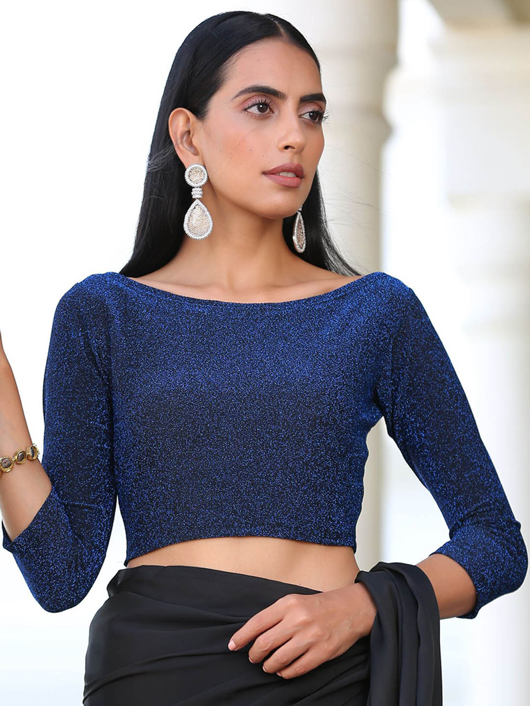 Swtantra High Stretch Shimmer Readymade Saree Blouse