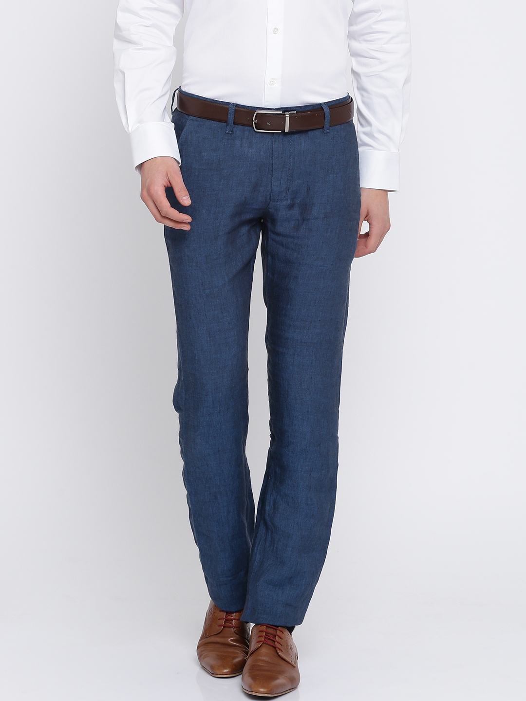 Buy Raymond Men Blue Slim Fit Solid Regular Linen Trousers  Trousers for  Men 2282217  Myntra