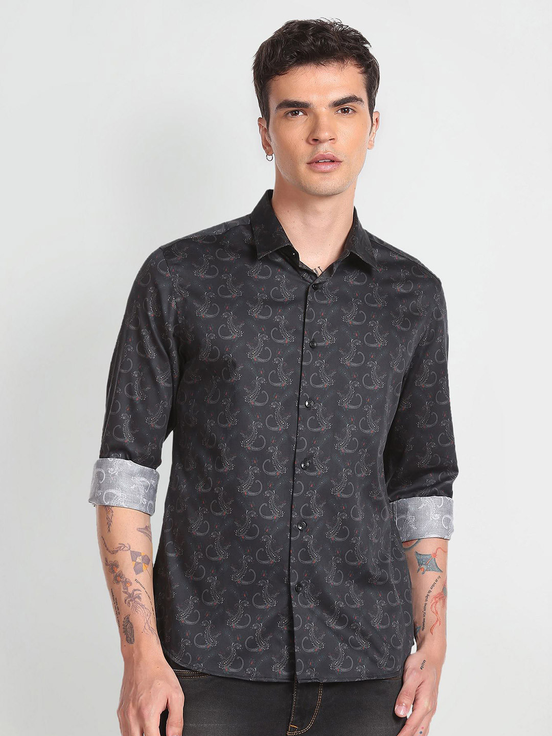 Flying Machine Ethnic Motif Printed Printed Casual Pure Cotton Shirt