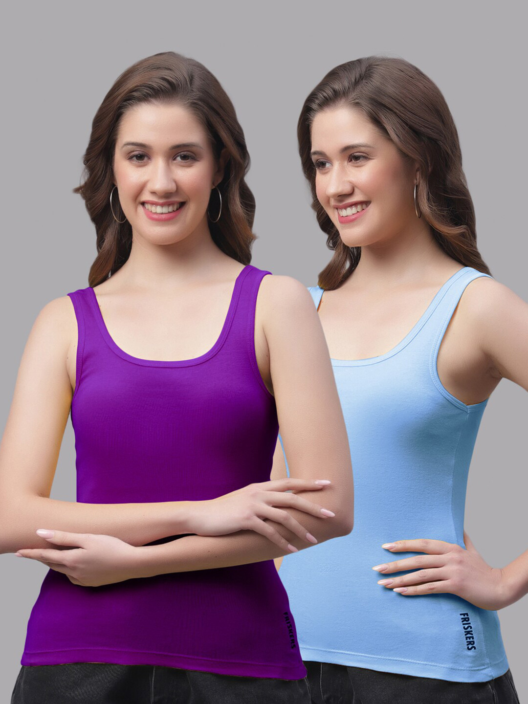 Friskers Pack Of 2 Scoop Neck Sleeveless Cotton Tank Top