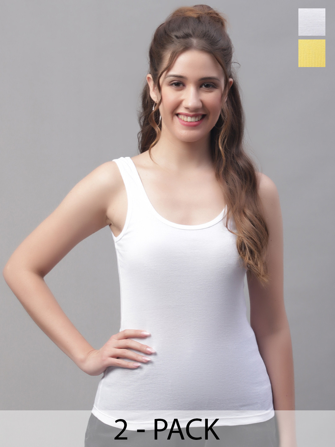Friskers Pack Of 2 Scoop Neck Sleeveless Cotton Tank Top