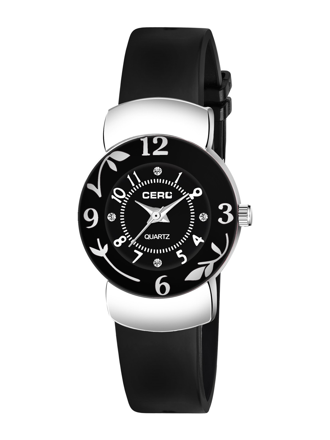 CERO Embellished Dial & Straps Analogue Watch M-239-RL-Blacknew