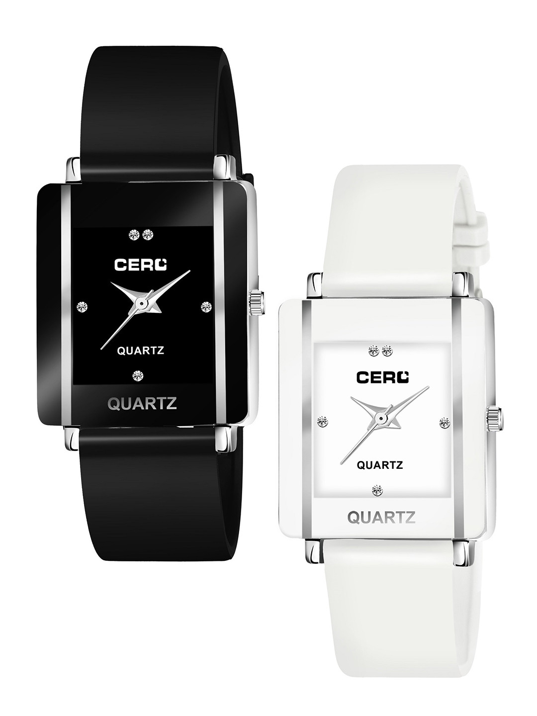 CERO Women Set Of 2 Embellished Dial Analogue Watch Com2-CHO 248-Black-Whitenew