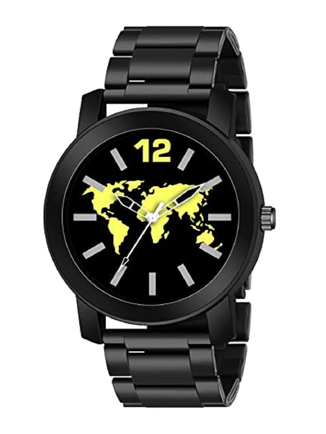 CERO Printed Dial & Bracelet Style Straps Analogue Watch AB211-W Map-Metal-Yellownew
