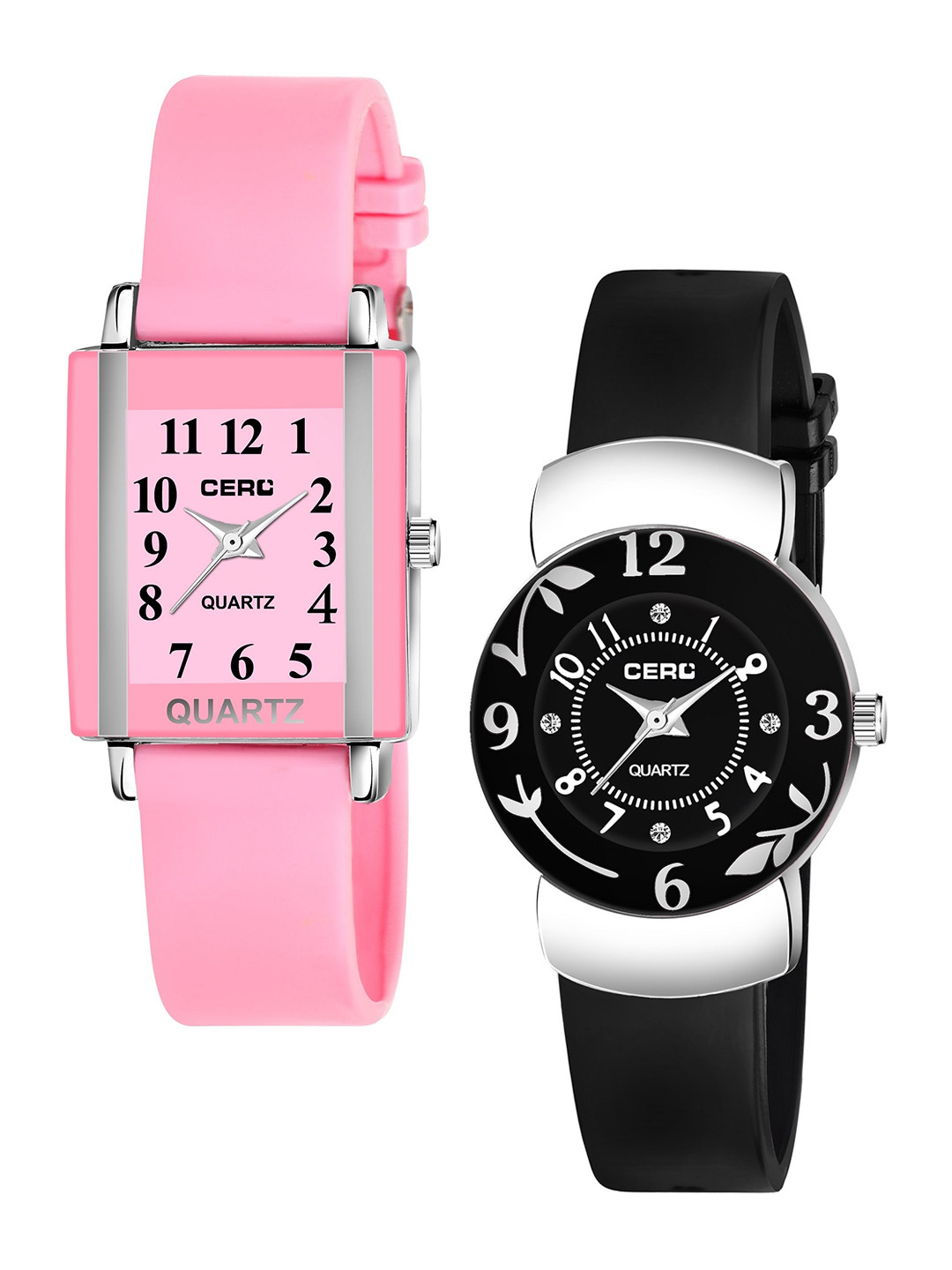 CERO Girls Set Of 2 Regular Straps Analogue Watch Com2-248-Pink-239-Blacknew