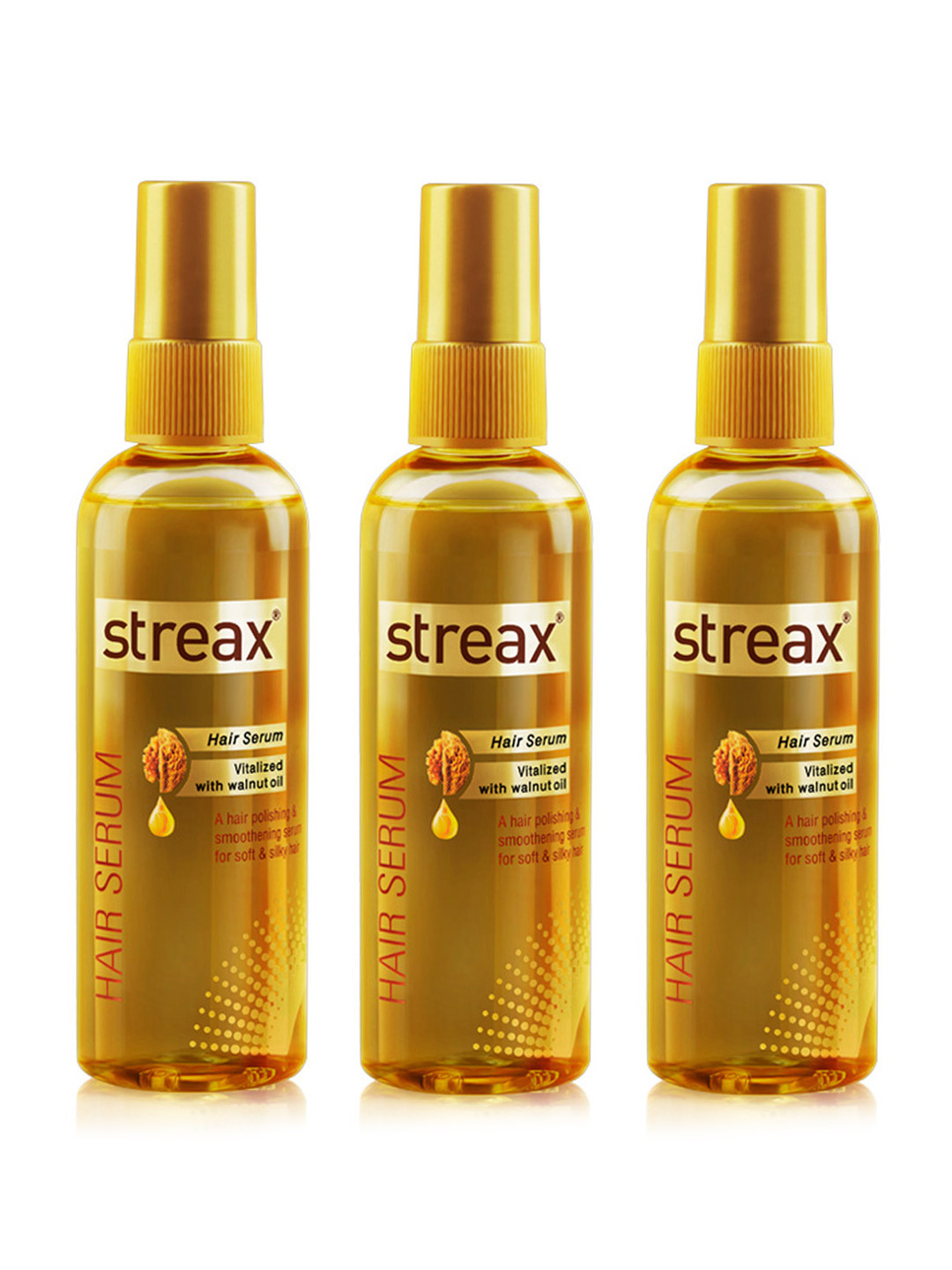 Streax Set Of 3 Vitalised Hair Serum With Walnut Oil & Vitamin E - 45ml Each