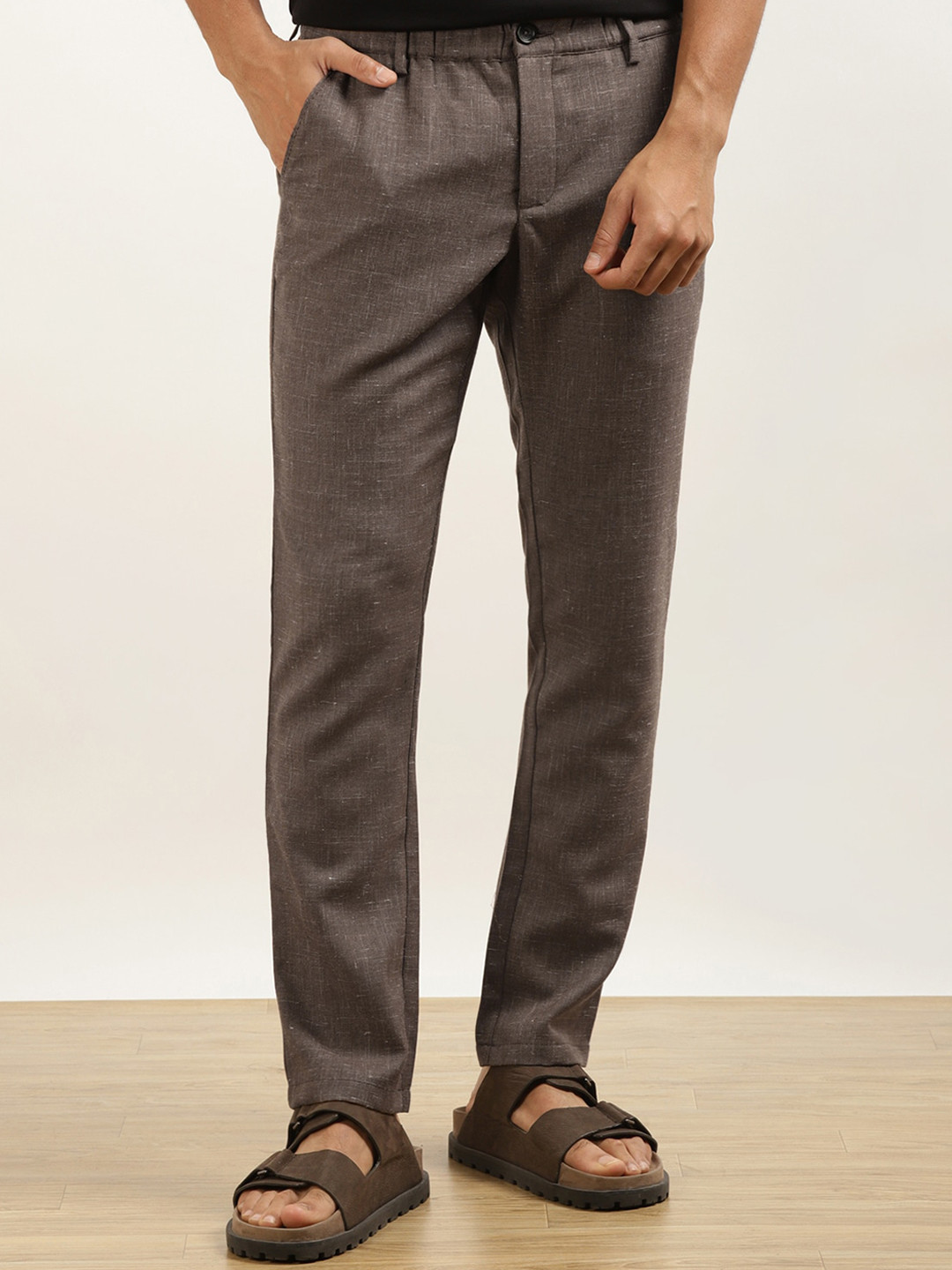 Andamen Men Classic Mid-Rise Wool Trousers