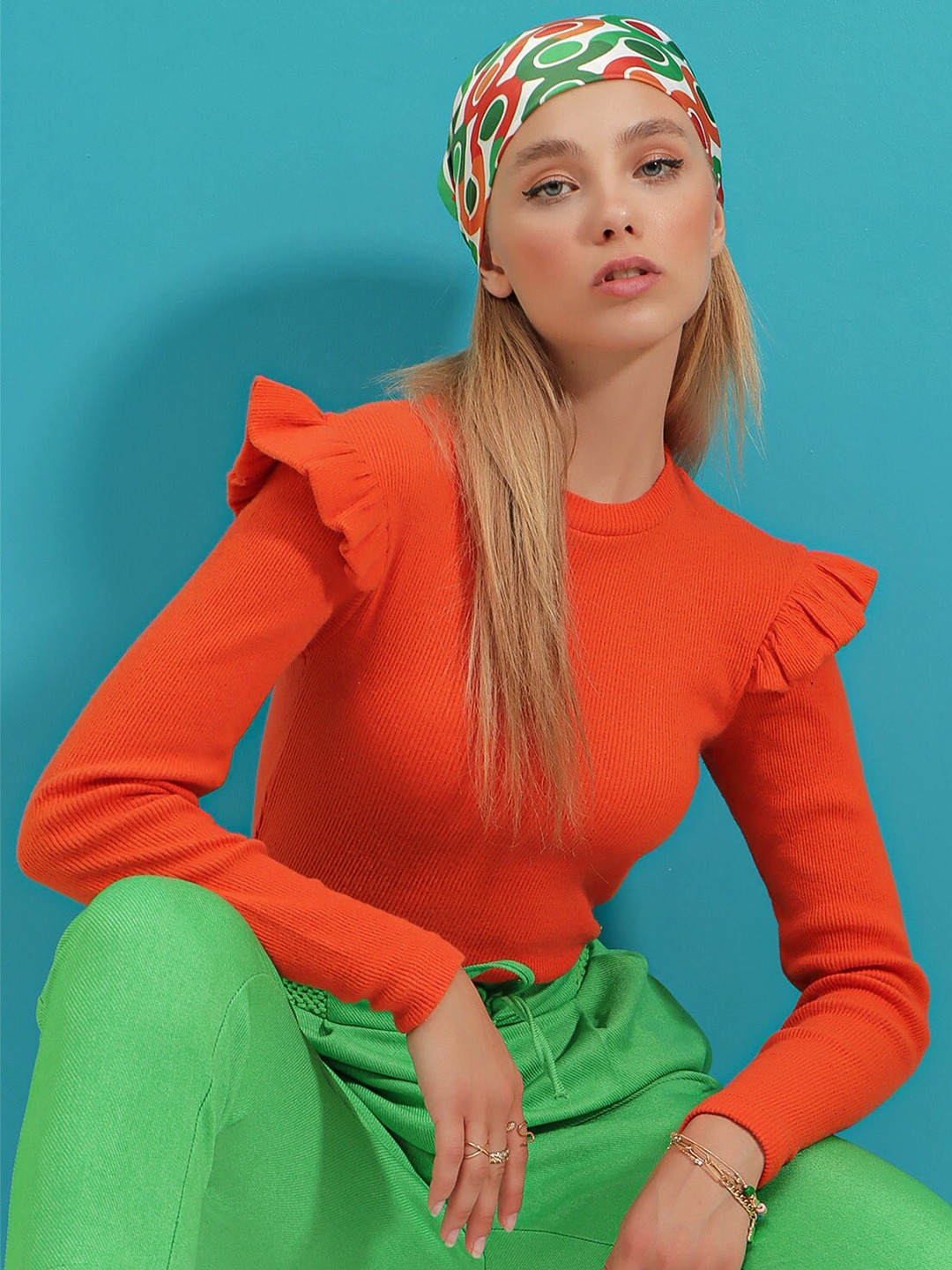 Trend Alacati stili Striped Round Neck Pullover