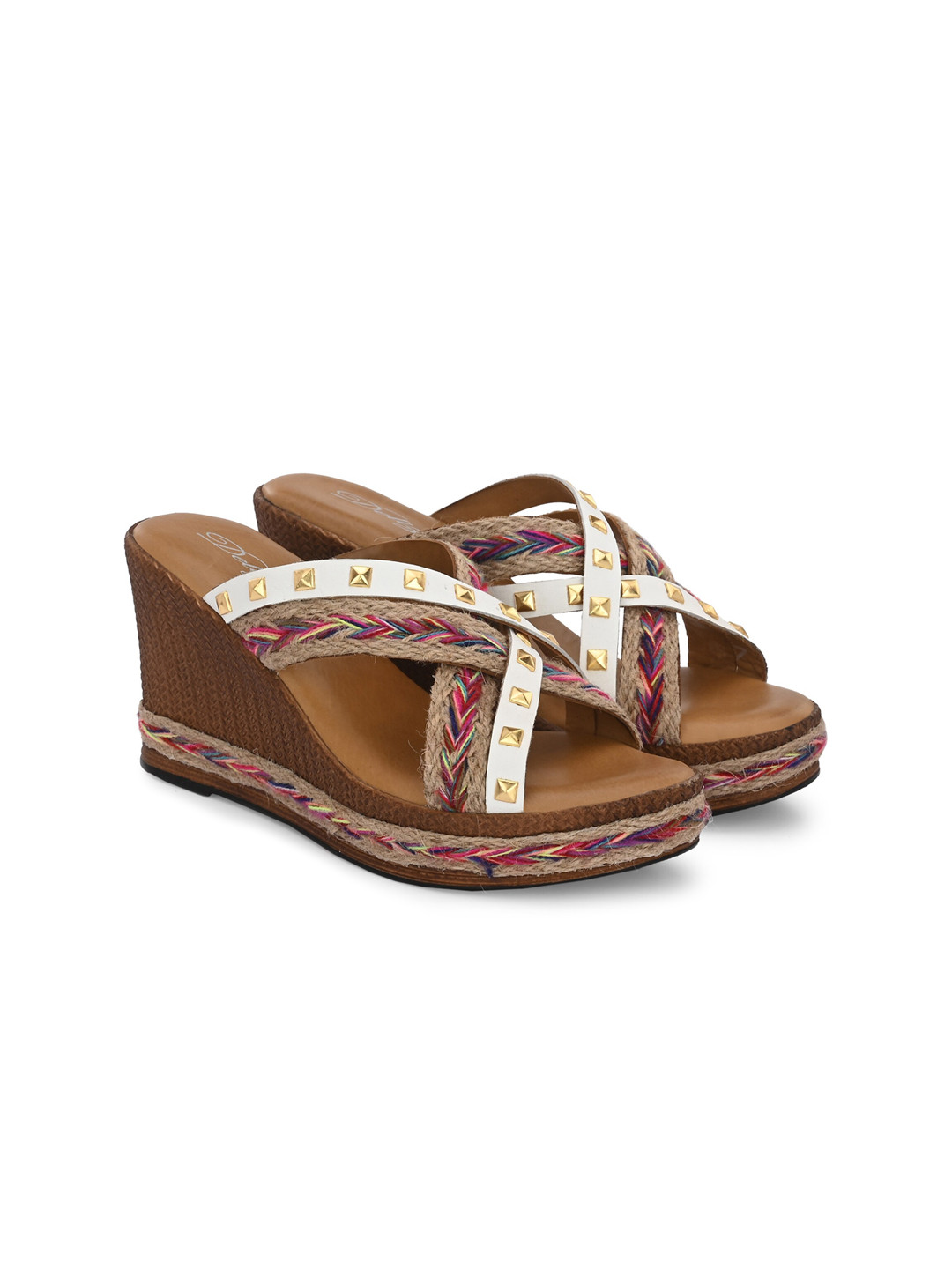 Delize Embellished Leather Wedge Heels