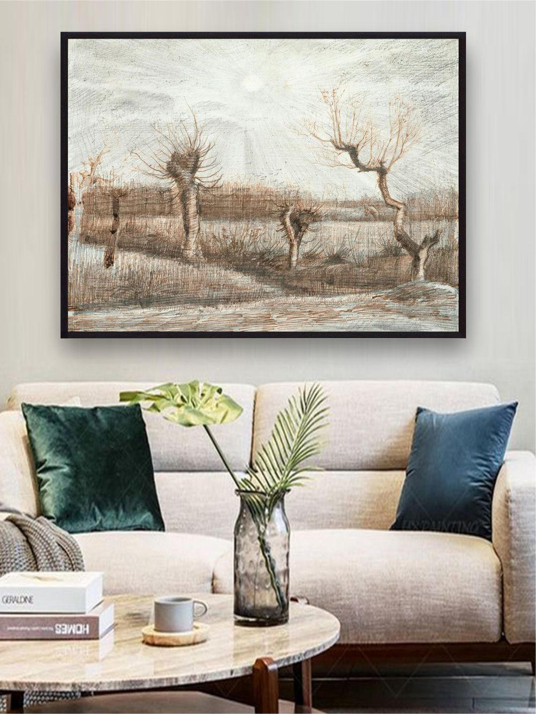 The Art House Tetards (Pollards) By Van Gogh Framed Wall Painting