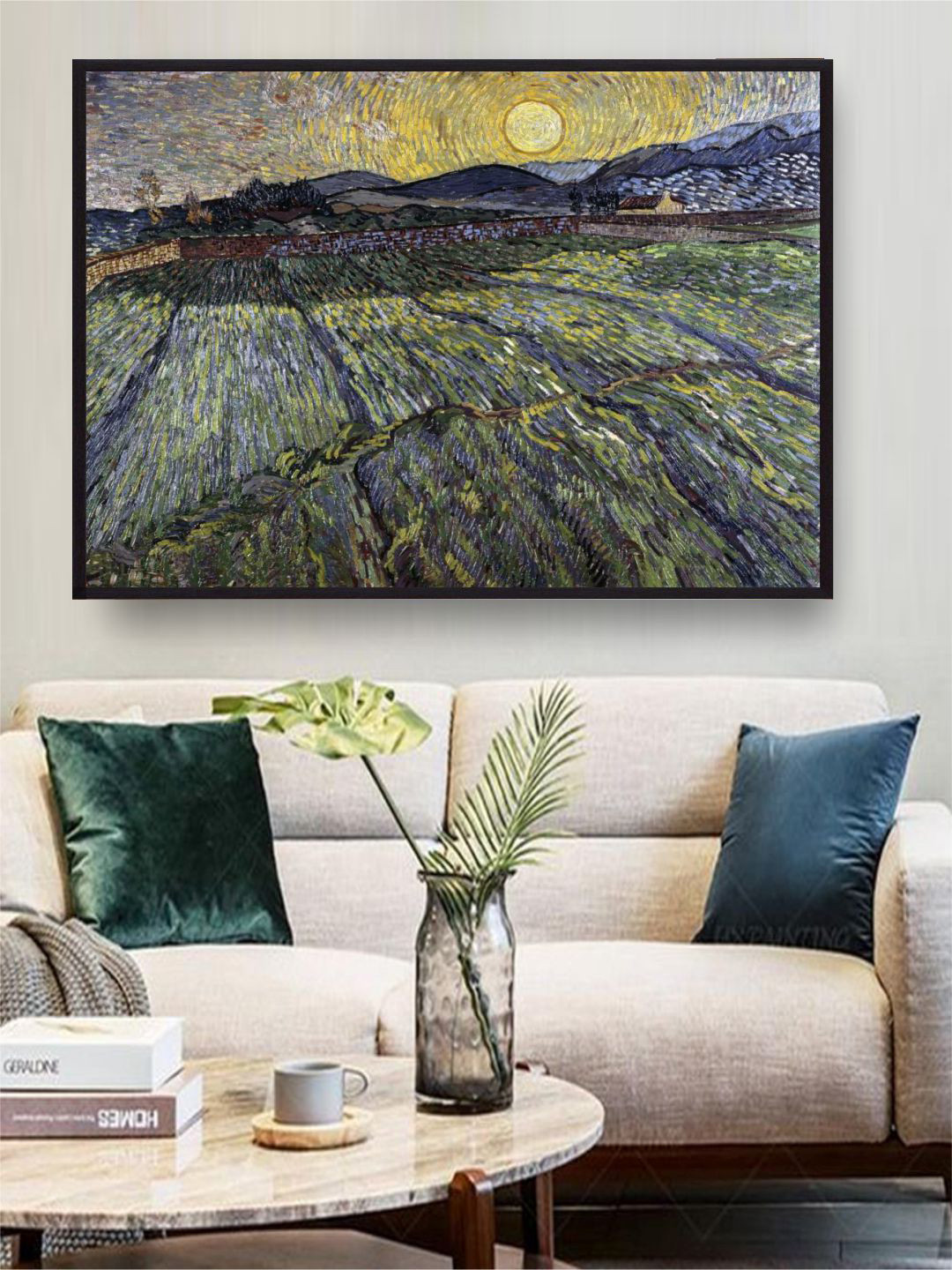 The Art House Enclosed Field with Rising Sun By Van Gogh Framed Wall Art