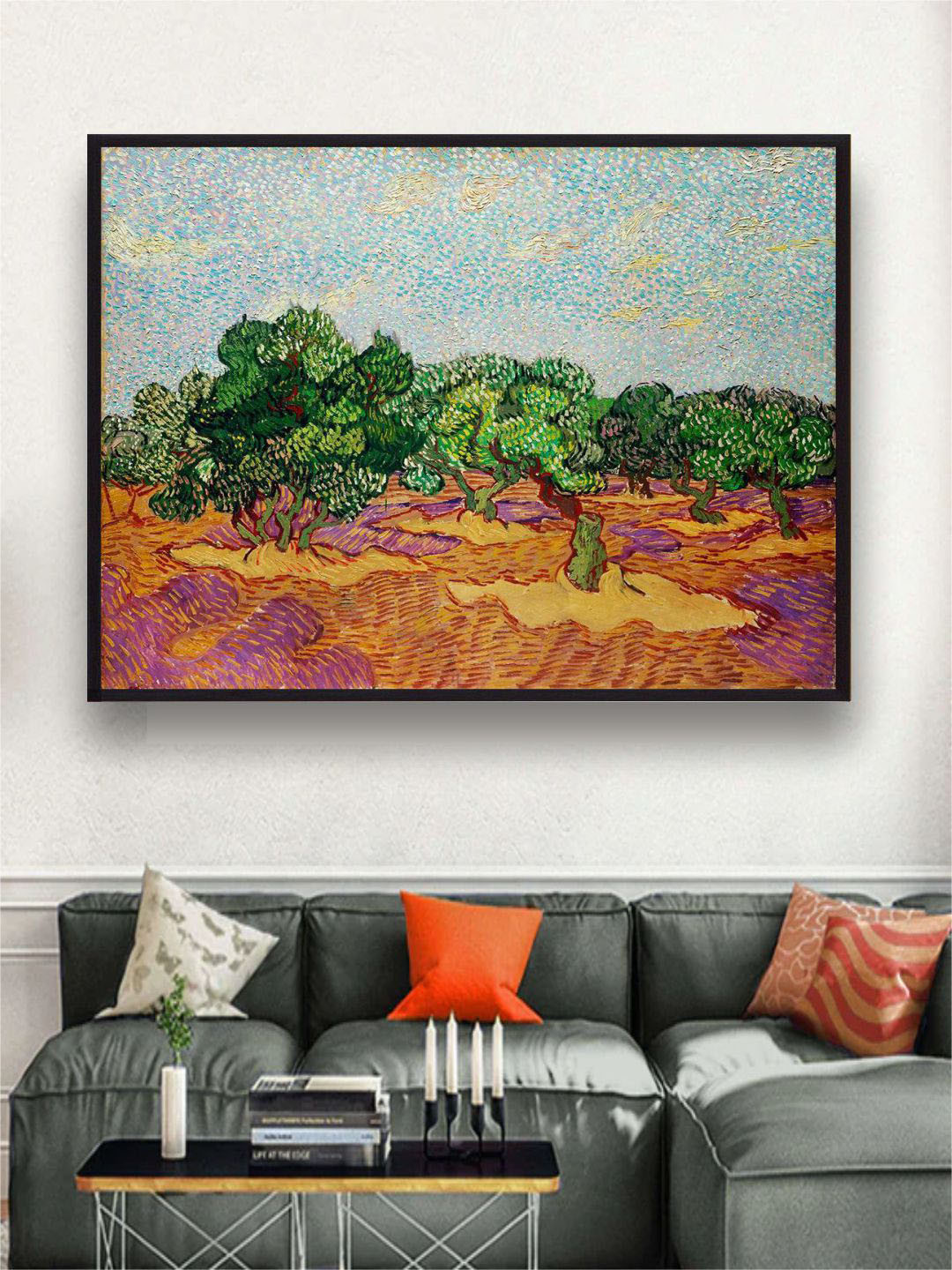 The Art House Blue & Green Olive Trees By Van Gogh Framed Painting