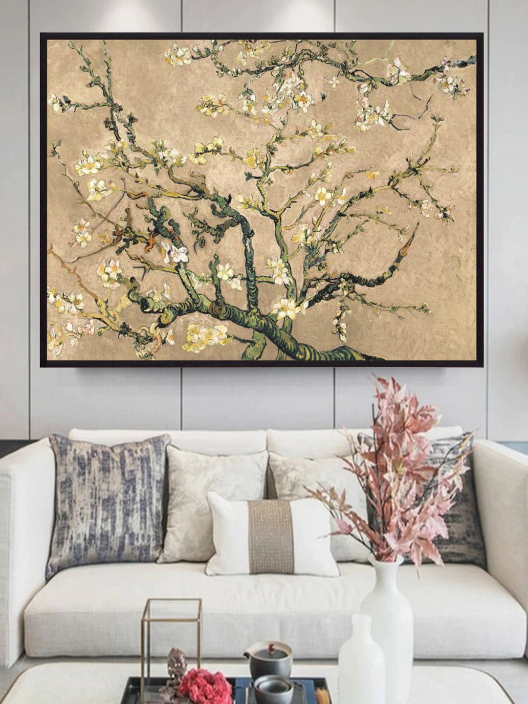 The Art House Beige and Green Mandorlo In Fiore By Van Gogh