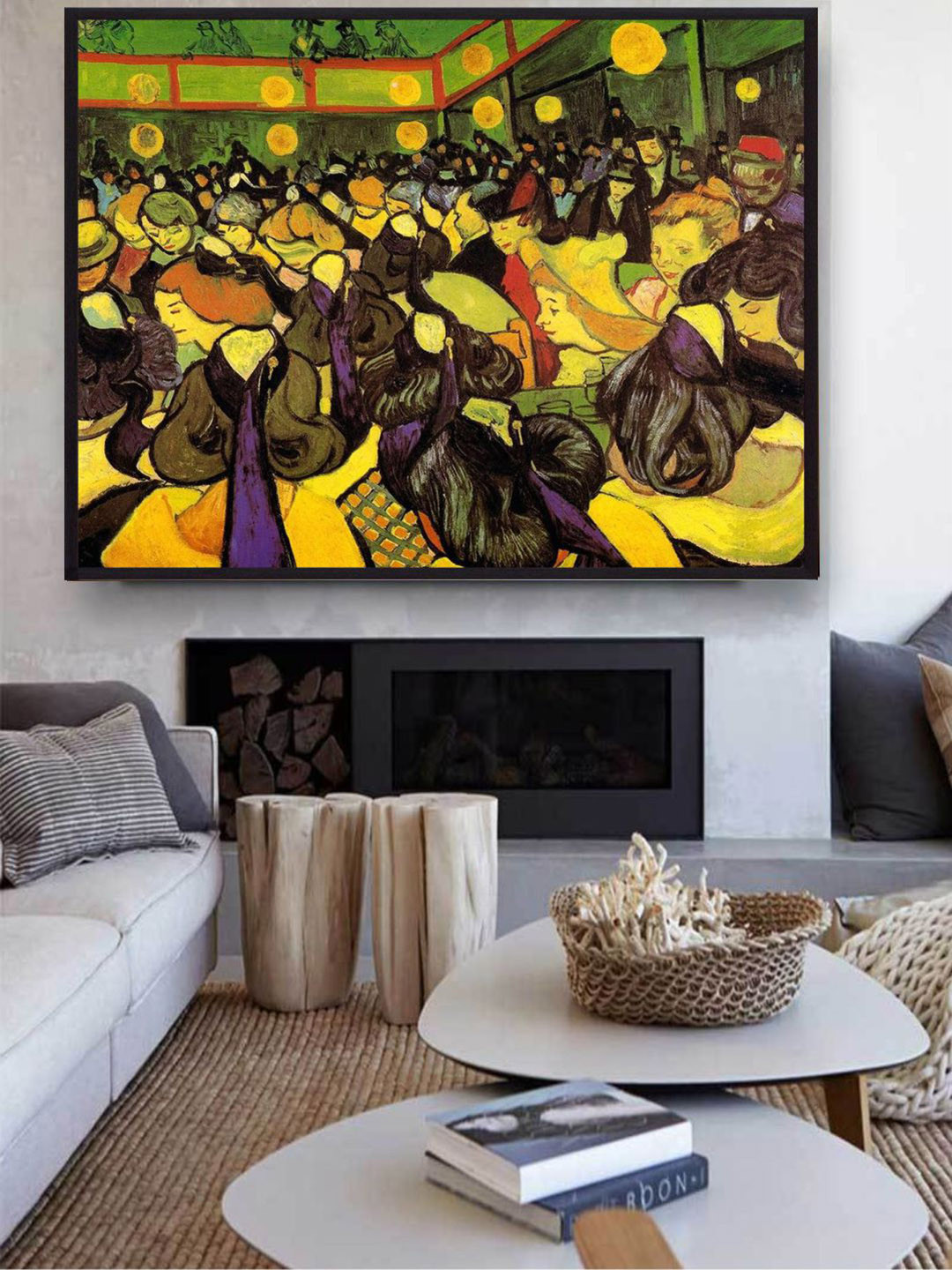 The Art House Yellow and Brown Dance Hall In Arles By Van Gogh Framed Wall Painting