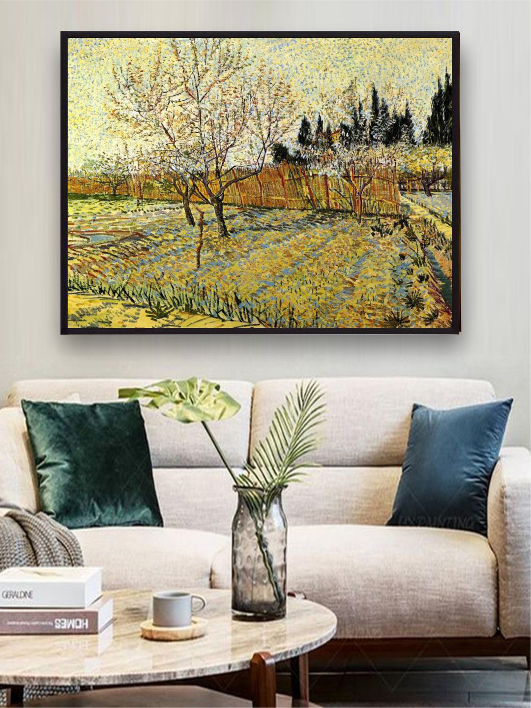 The Art House Green & Yellow Abstract Printed Framed Wall Painting