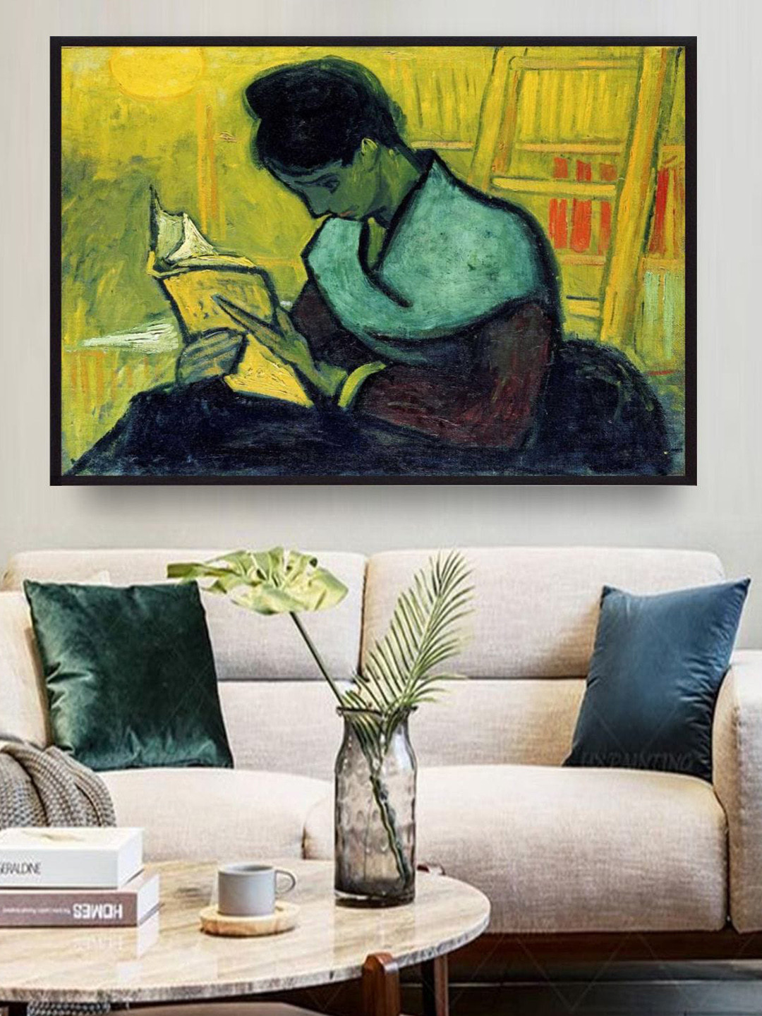 The Art House Yellow & Green Abstract Printed Framed Wall Painting