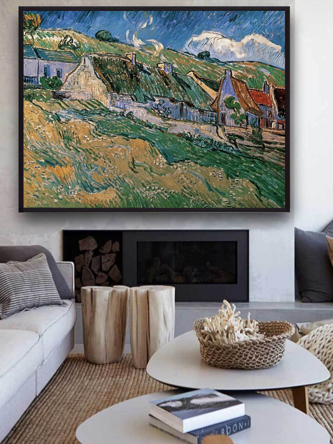 The Art House Green & Blue Thatched Cottages By Van Gogh