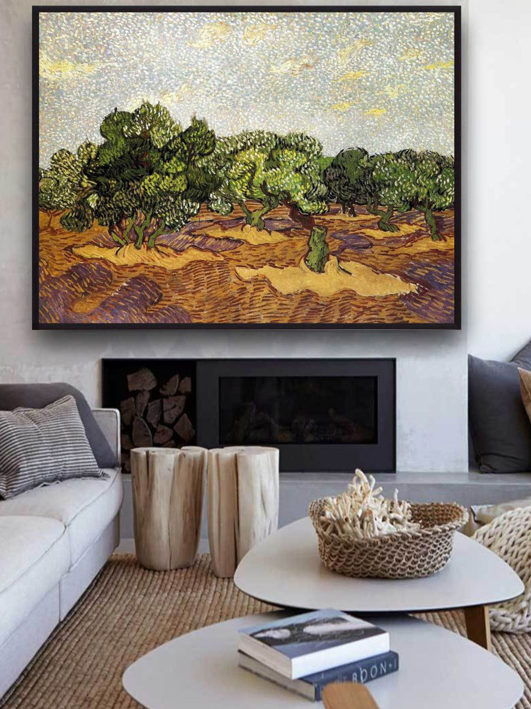 The Art House Brown & Green Abstract Painting Framed Wall Art