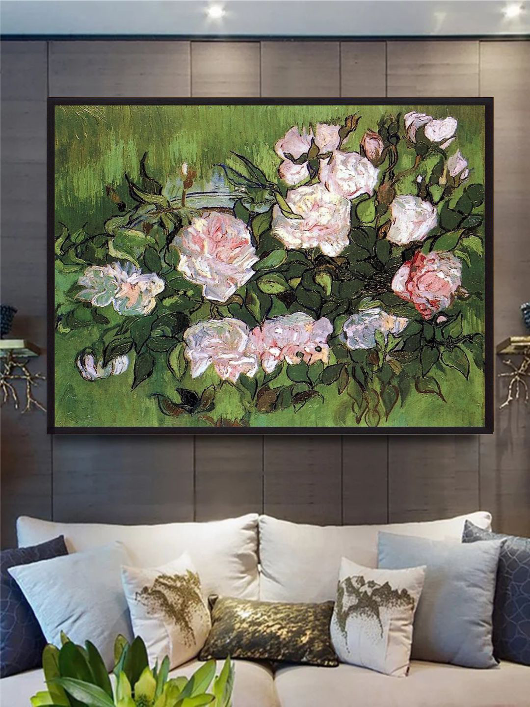 The Art House Pink Roses By Van Gogh Wall Painting