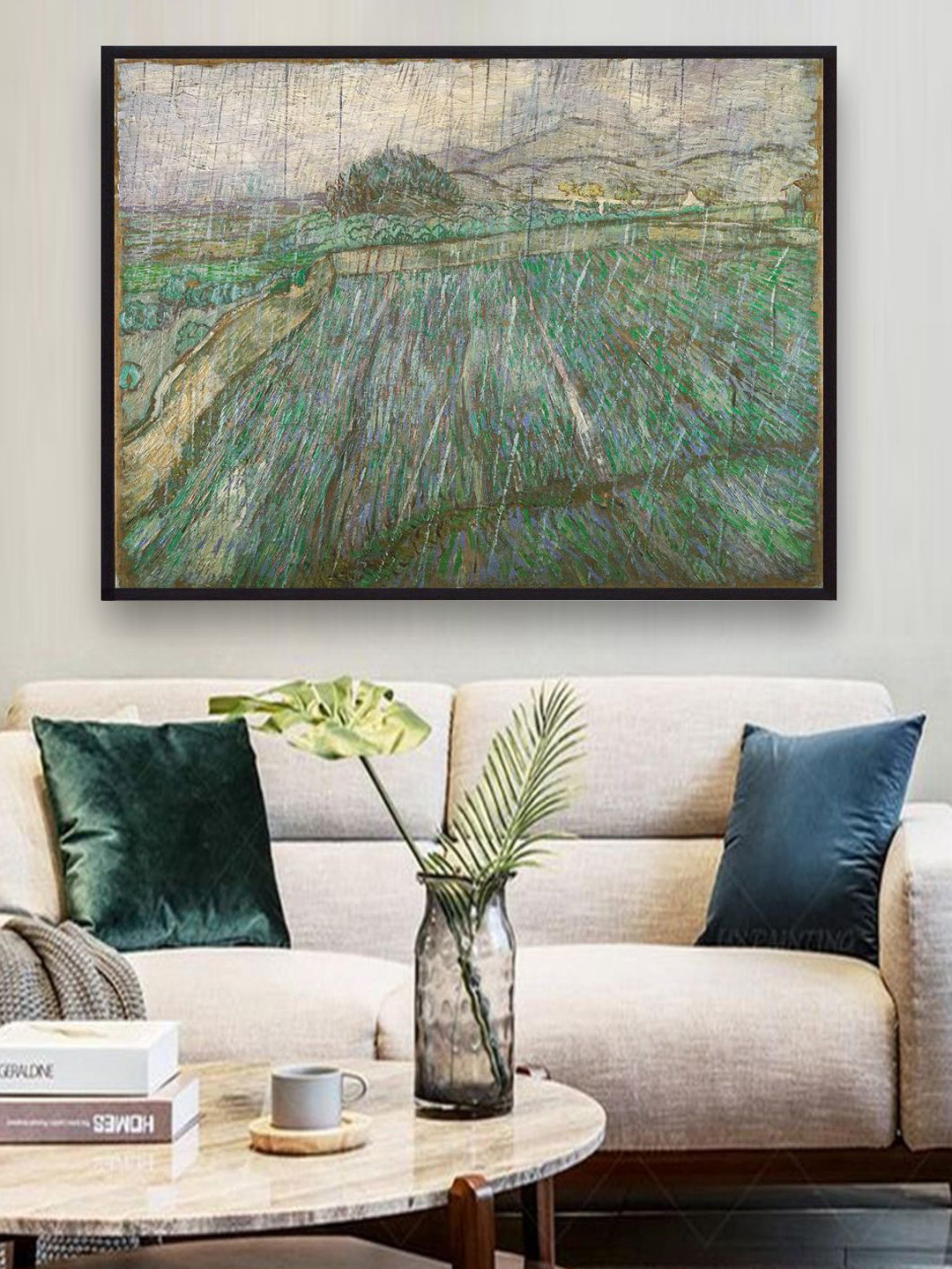 The Art House Green Canvas Wall Living Room Rectangle Paintings Wall Art -27.99 x 20.24In