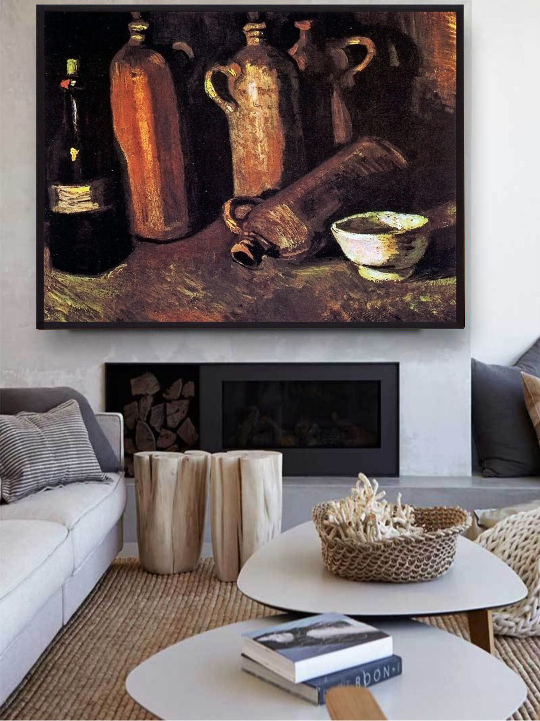 The Art House Four Stone Bottles Flask By Van Gogh Framed Wall Painting