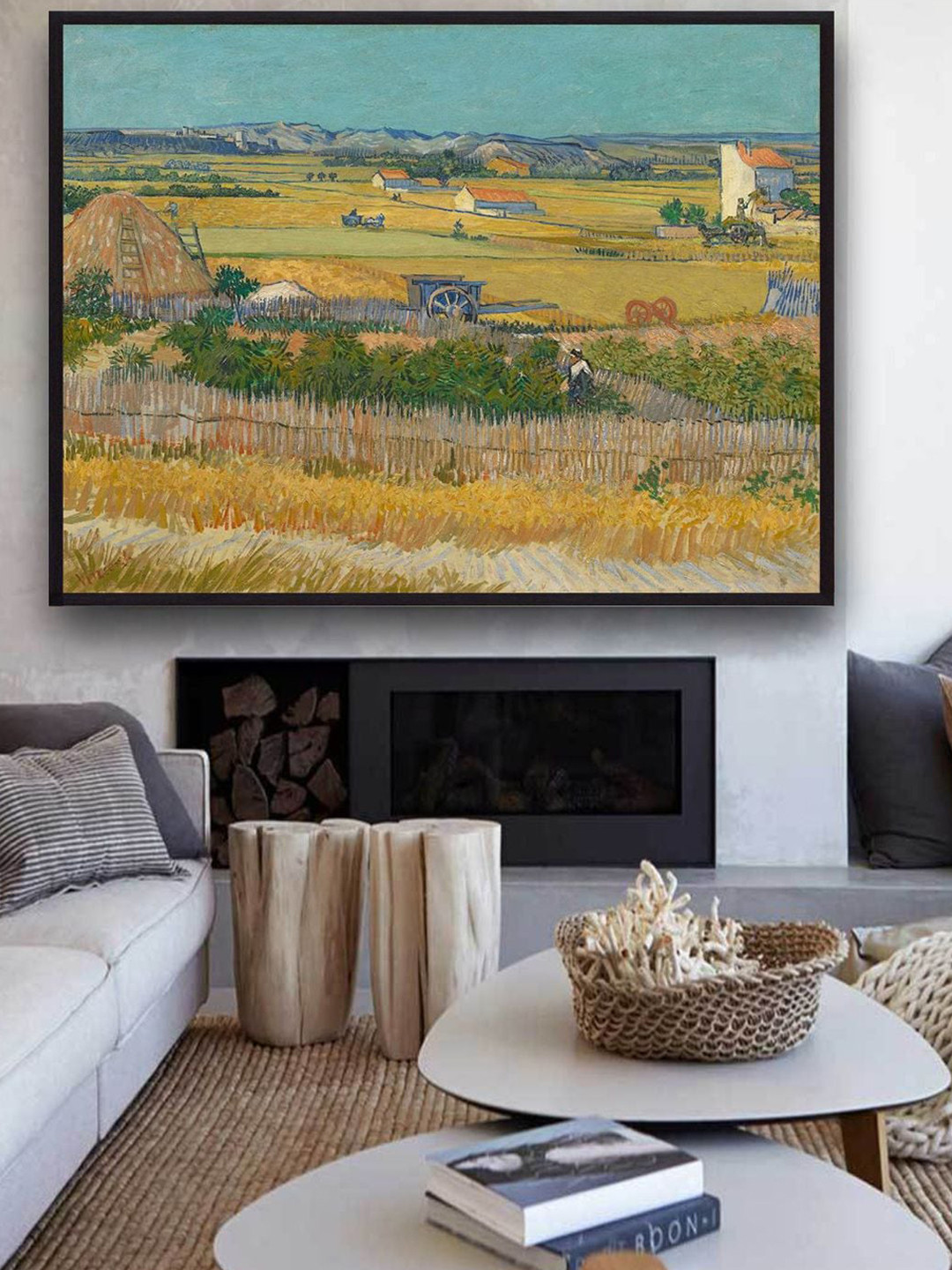 The Art House Yellow & Green Harvest At La Crau And Montmajour By Van Gogh Painting