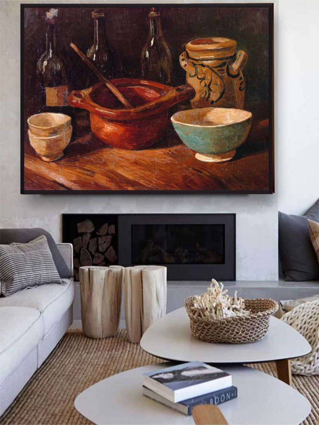 The Art House Still Life Earthenware And Bottles By Van Gogh Printed Framed Wall Art