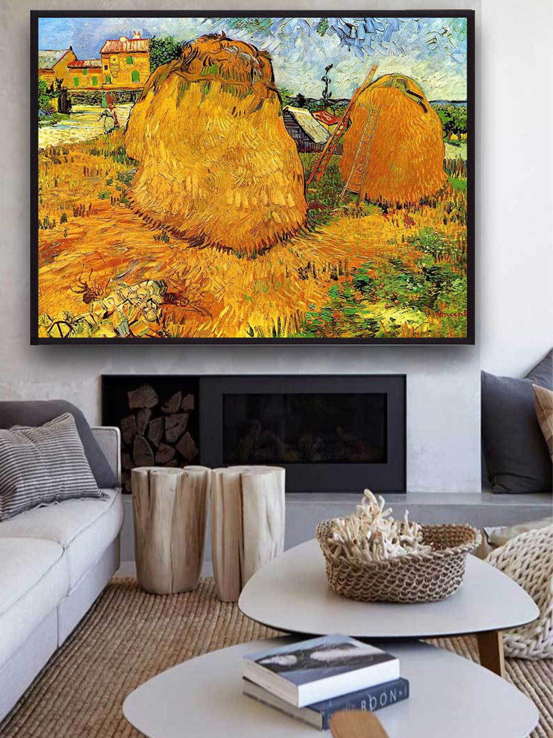 The Art House Yellow & Green Haystacks In Provence By Van Gogh Painting