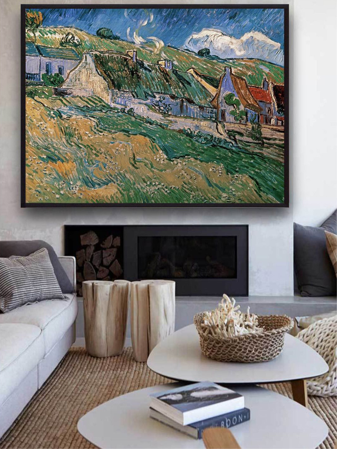 The Art House Green & Blue Thatched Cottages By Van Gogh