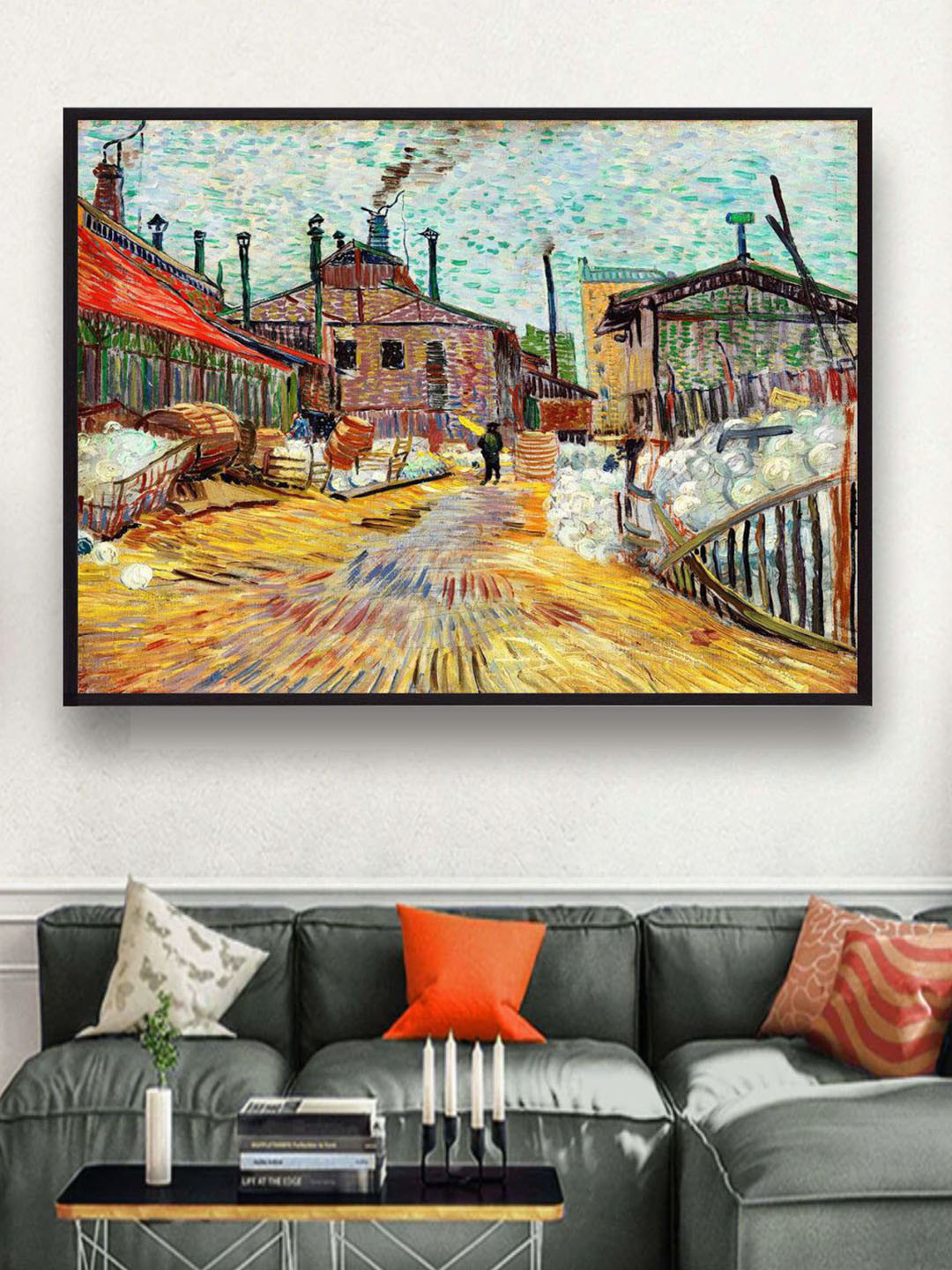 The Art House Blue & Yellow The Factory (1887) By Van Gogh Framed Painting