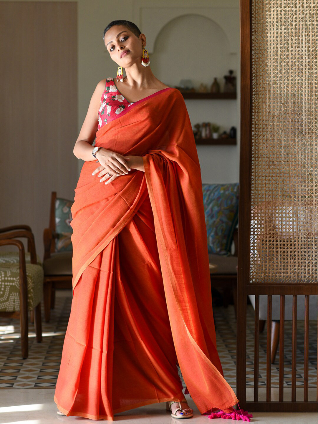 Suta No Border Cotton Blend Saree