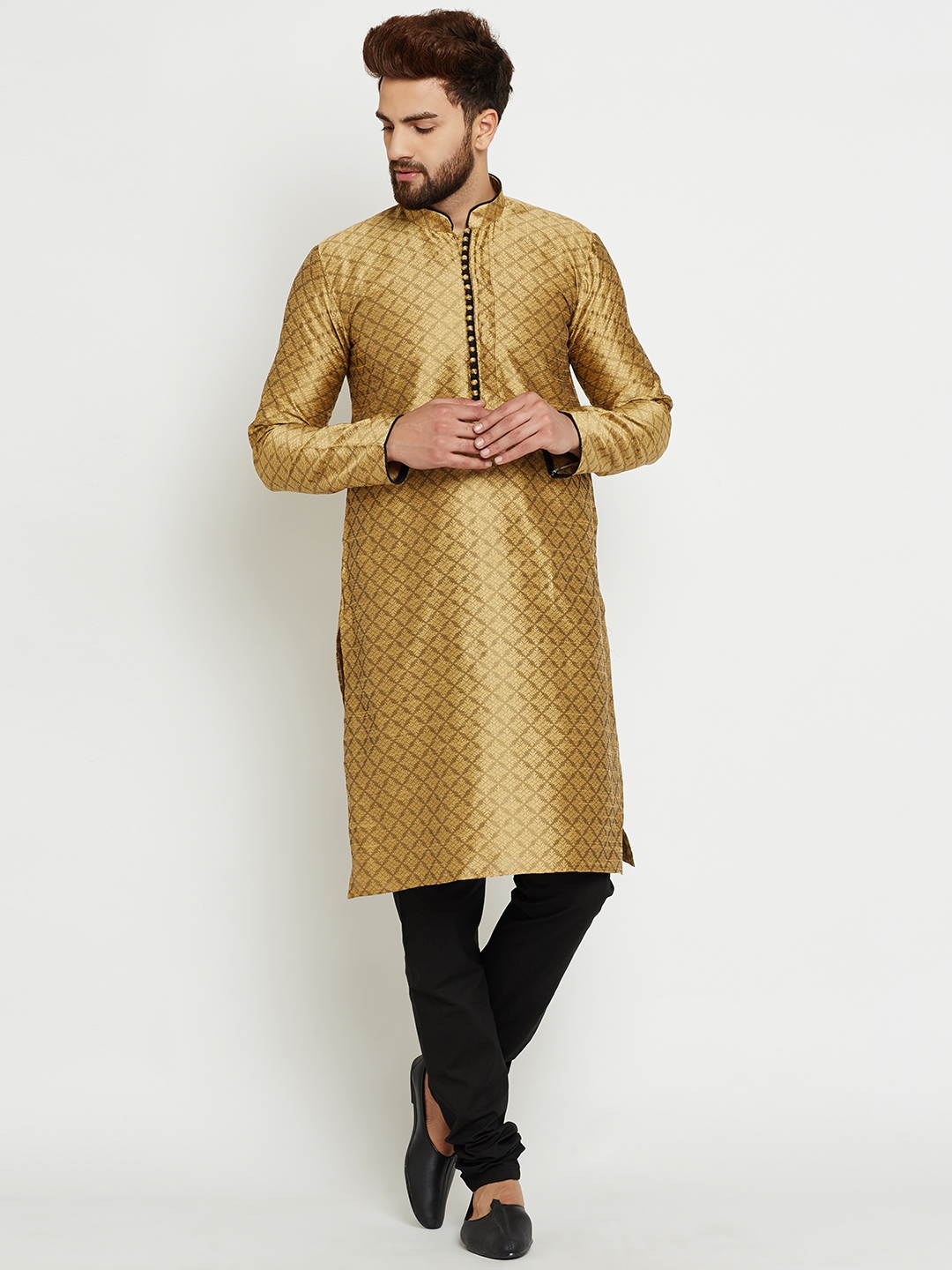 Black and gold kurta pajama